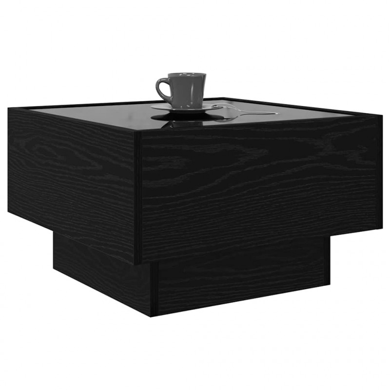 Stolik kawowy Ze LED Lights Czarny dąb 50 x 50 x 30 cm