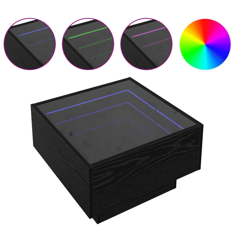 Stolik kawowy Ze LED Lights Czarny dąb 50 x 50 x 30 cm