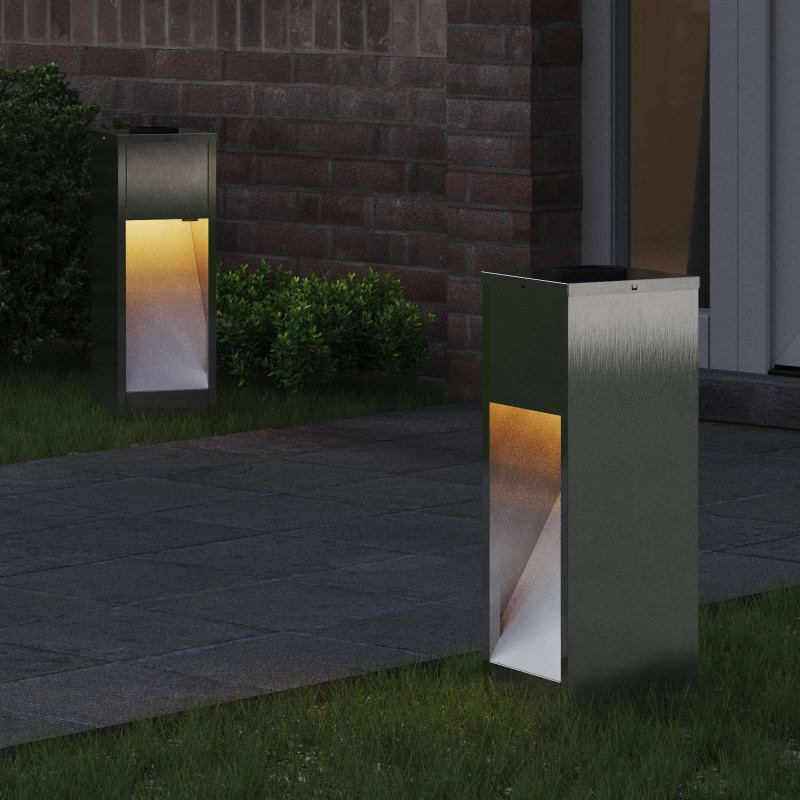 Solarna Lampa LED na Ścieżkę 2 pcs Srebrny Stal nierdzewna