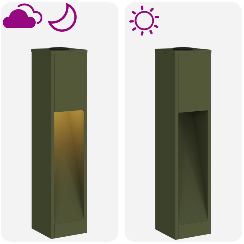 Solarna Lampa LED na Ścieżkę 2 pcs Zielony oliwkowy