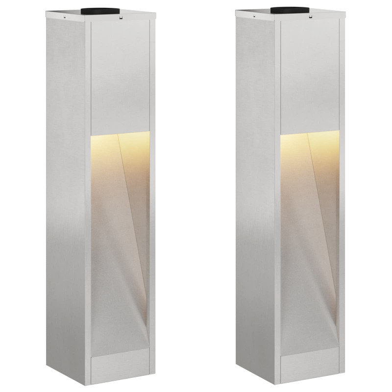 Solarna Lampa LED na Ścieżkę 2 pcs Srebrny Stal nierdzewna