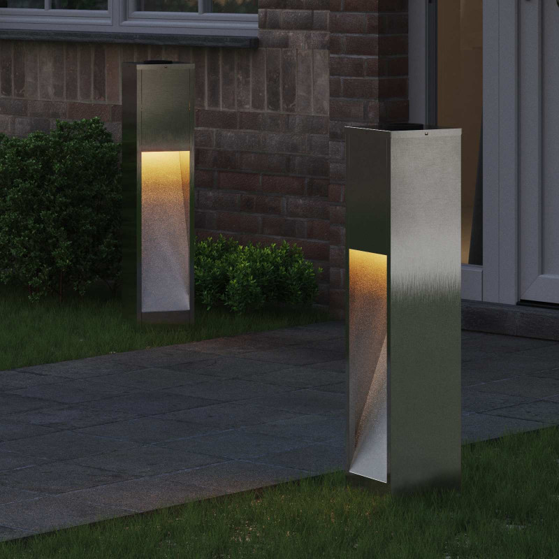 Solarna Lampa LED na Ścieżkę 2 pcs Srebrny Stal nierdzewna