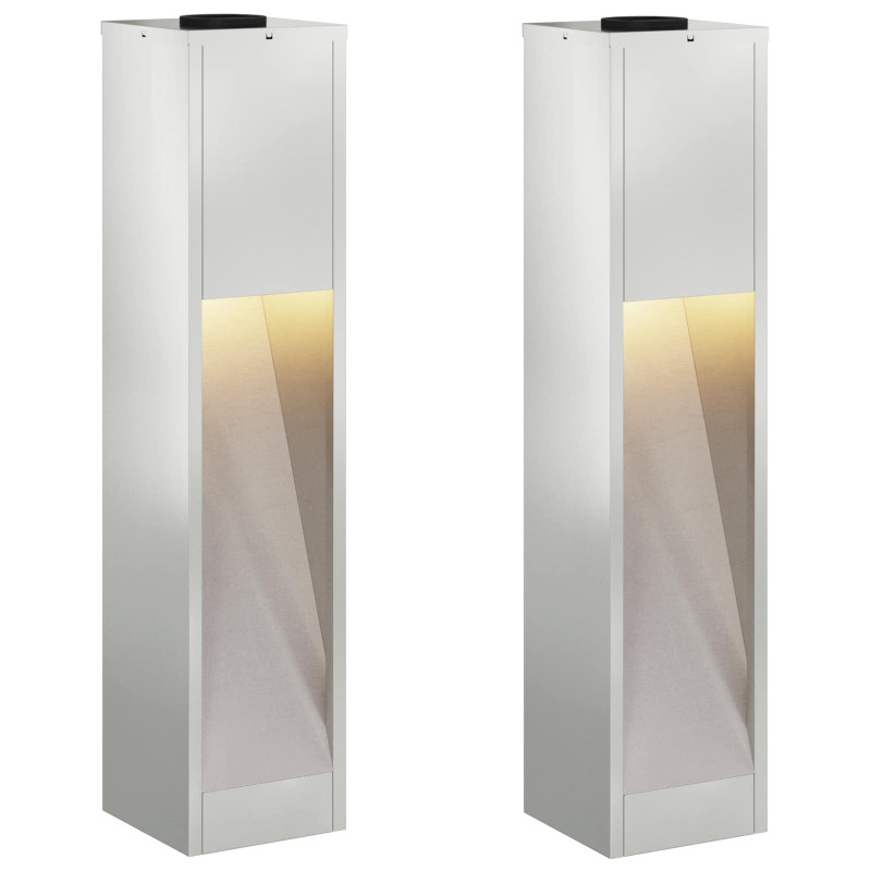Solarna Lampa LED na Ścieżkę 2 pcs Srebrny Galwanizowany