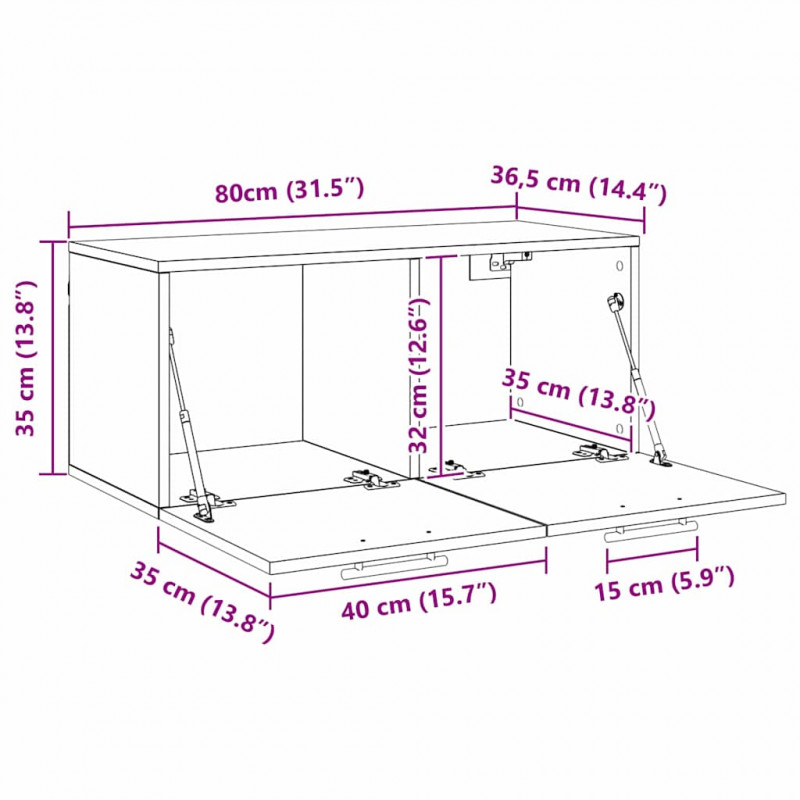 Szafka ścienna Czarny dąb 80 x 36.5 x 35 cm