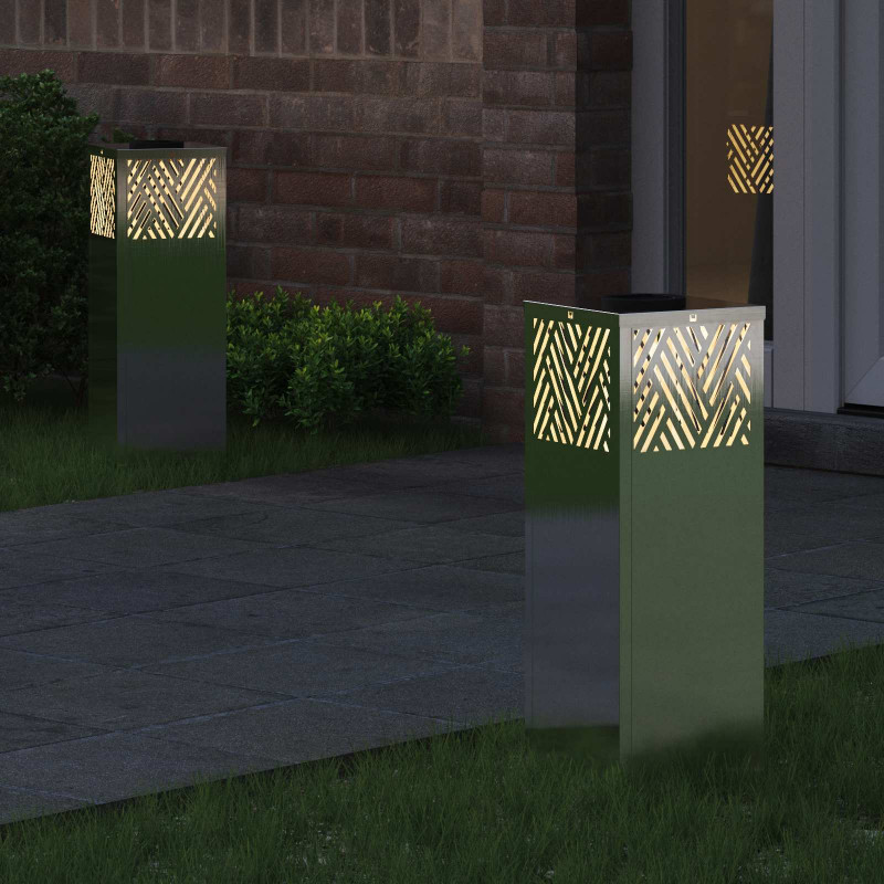 Słoneczna LED lampa na ścieżkę 2 pcs Srebrny Stal nierdzewna