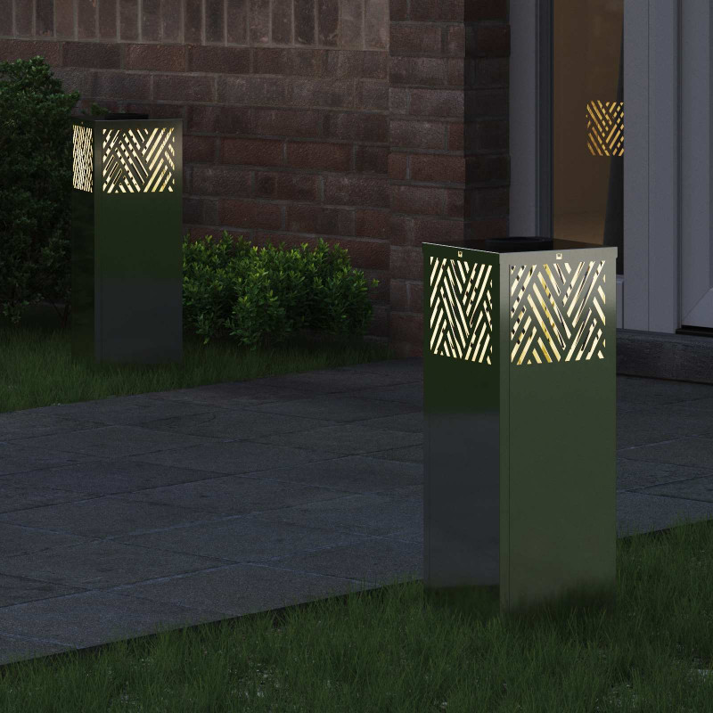 Słoneczna LED lampa na ścieżkę 2 pcs Srebrny Galwanizowany