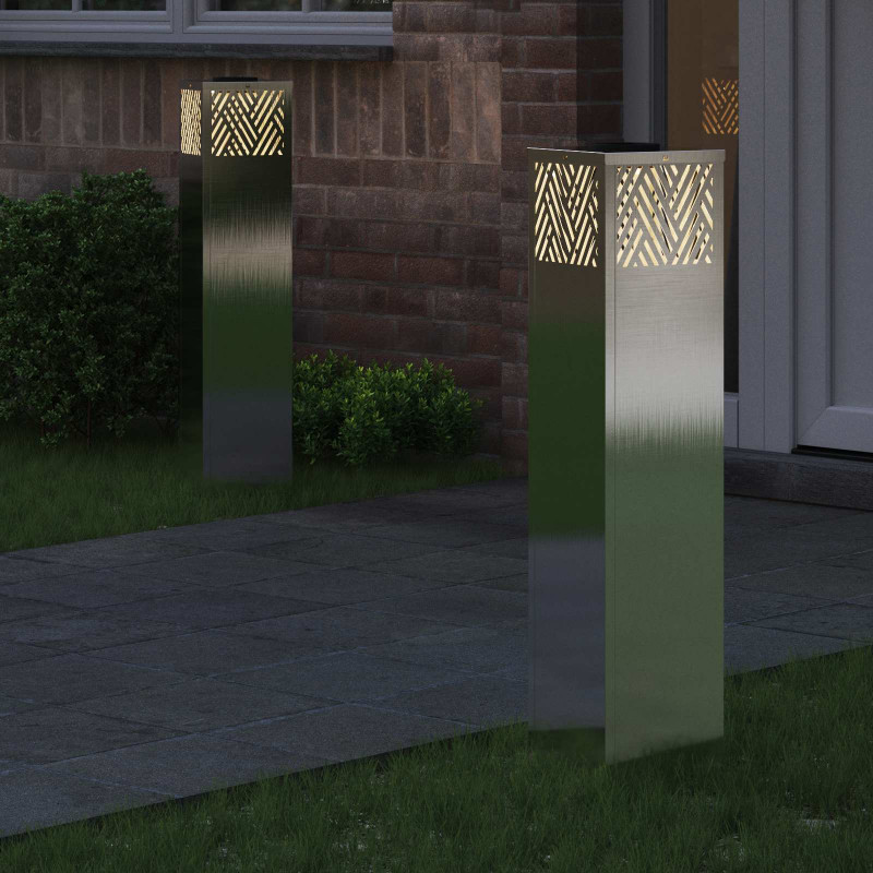 Słoneczna LED lampa na ścieżkę 2 pcs Srebrny Stal nierdzewna
