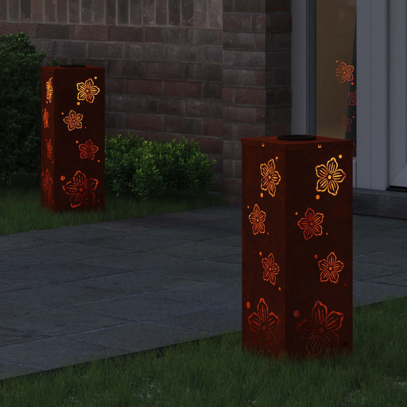 Słoneczna LED lampa na ścieżkę 2 pcs Rdzawy