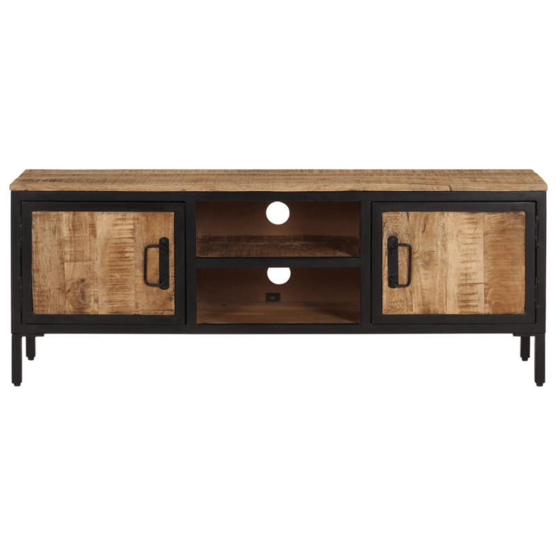 Szafka pod TV, 110x30x40 cm, surowe lite drewno mango