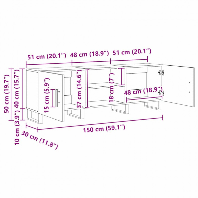 Szafka pod telewizor Stare drewno 150 x 30 x 50 cm