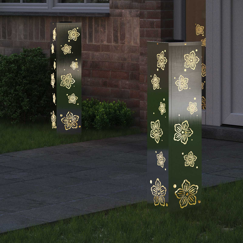 Słoneczna LED lampa na ścieżkę 2 pcs Srebrny Stal nierdzewna
