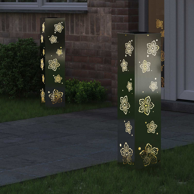 Słoneczna LED lampa na ścieżkę 2 pcs Srebrny Stal ocynkowana