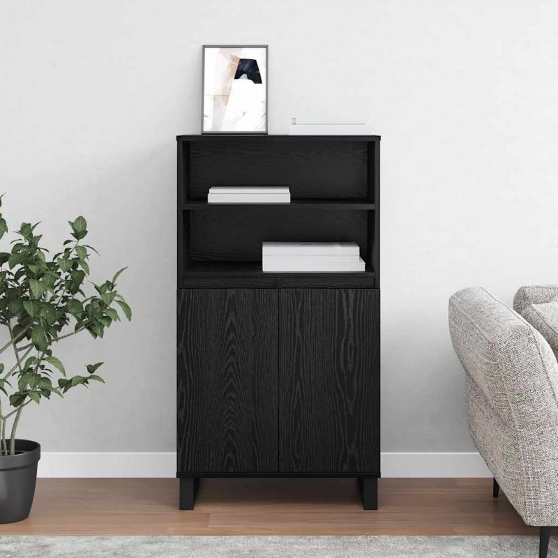 Highboard Czarny 60 x 36 x 110 cm Materiał drewnopochodny