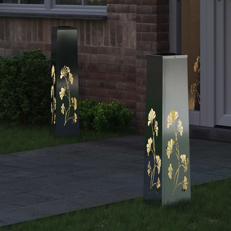 Słoneczna LED lampa na ścieżkę 2 pcs Srebrny Stal ocynkowana