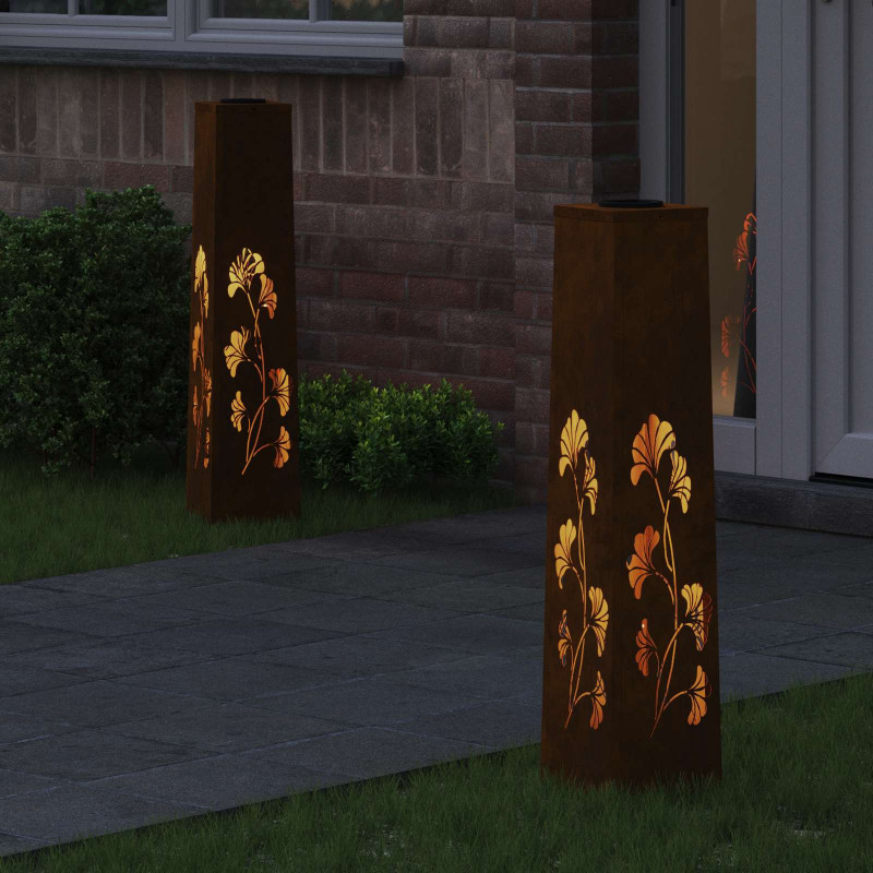 Słoneczna LED lampa na ścieżkę 2 pcs Rdzawy