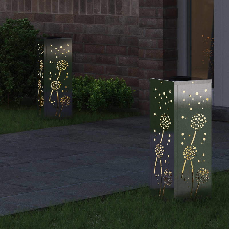 Słoneczna LED lampa na ścieżkę 2 pcs Srebrny Stal nierdzewna