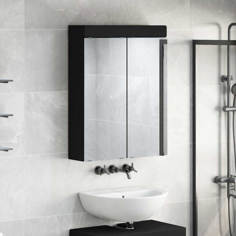 Szafka z lustrem do łazienki TULUM Czarny 60 x 16,5 x 78 cm