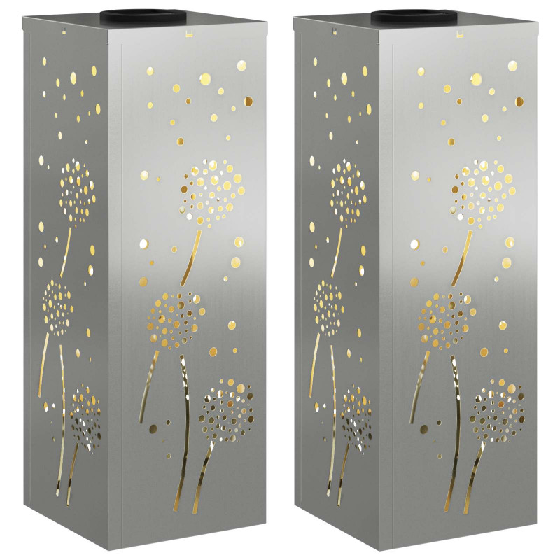 Słoneczna LED lampa na ścieżkę 2 pcs Srebrny Stal ocynkowana