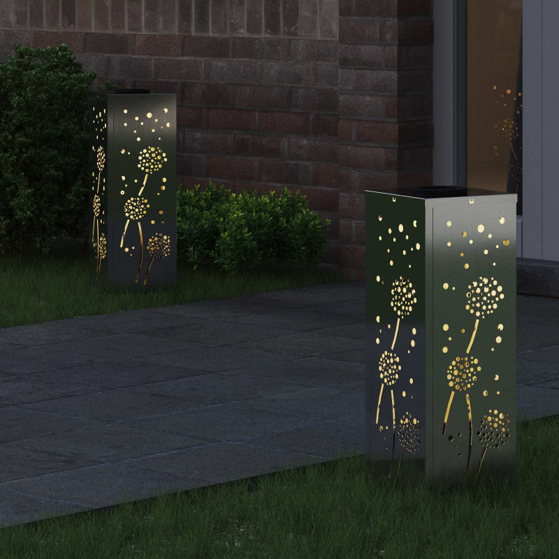 Słoneczna LED lampa na ścieżkę 2 pcs Srebrny Stal ocynkowana
