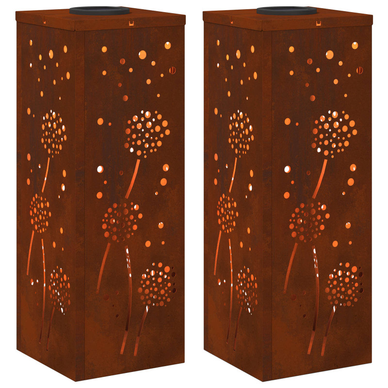 Słoneczna LED lampa na ścieżkę 2 pcs Rdzawy