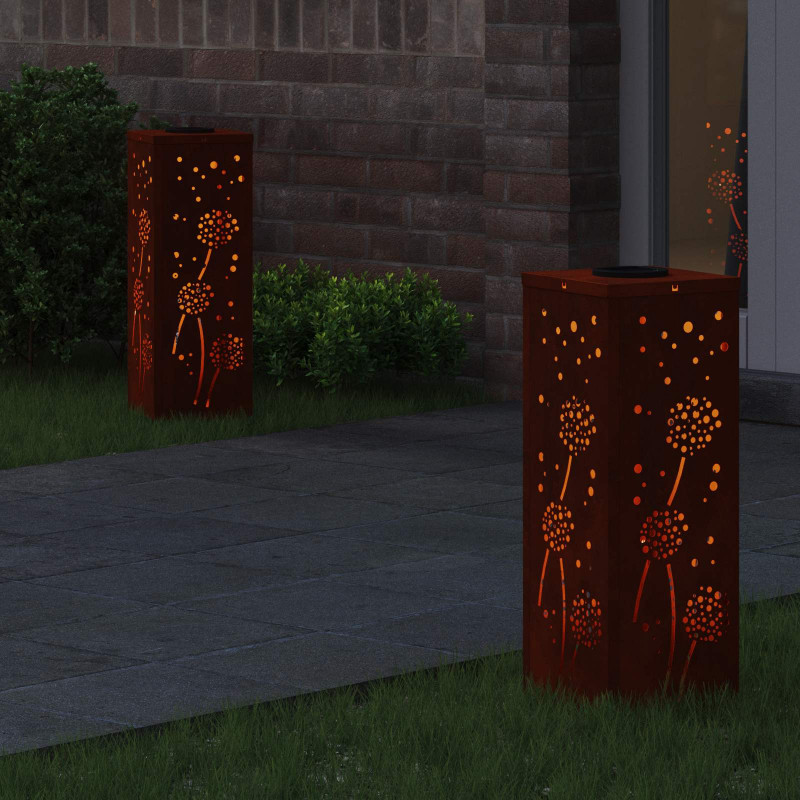 Słoneczna LED lampa na ścieżkę 2 pcs Rdzawy