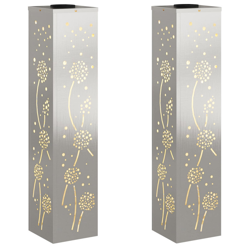 Słoneczna LED lampa na ścieżkę 2 pcs Srebrny Stal nierdzewna