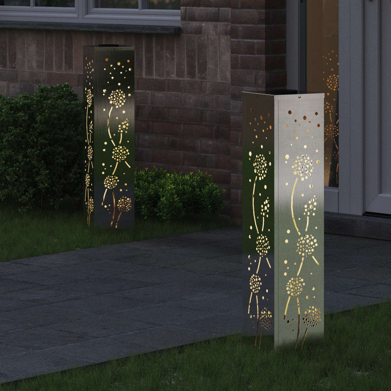 Słoneczna LED lampa na ścieżkę 2 pcs Srebrny Stal nierdzewna