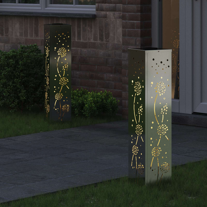 Słoneczna LED lampa na ścieżkę 2 pcs Rdzawy Galwanizowany