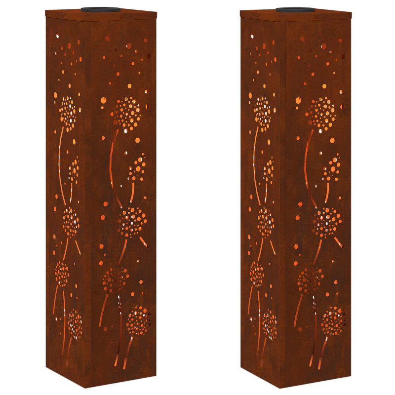 Słoneczna LED lampa na ścieżkę 2 pcs Rdzawy