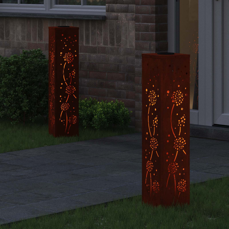 Słoneczna LED lampa na ścieżkę 2 pcs Rdzawy