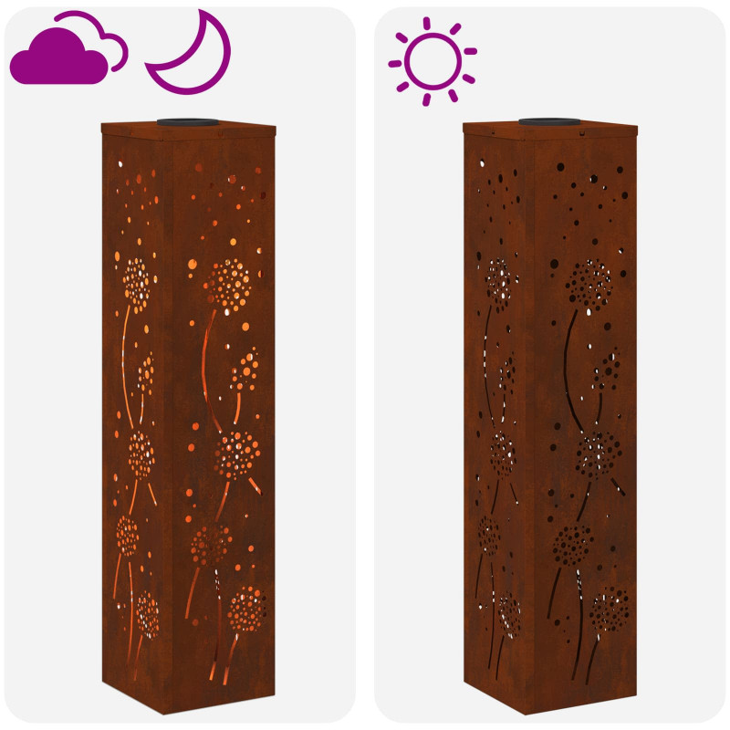 Słoneczna LED lampa na ścieżkę 2 pcs Rdzawy