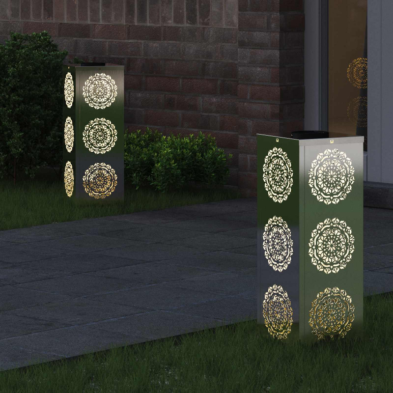 Słoneczna LED lampa na ścieżkę 2 pcs Srebrny Stal nierdzewna