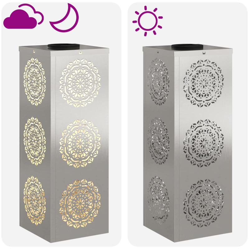 Słoneczna LED lampa na ścieżkę 2 pcs Srebrny Stal nierdzewna