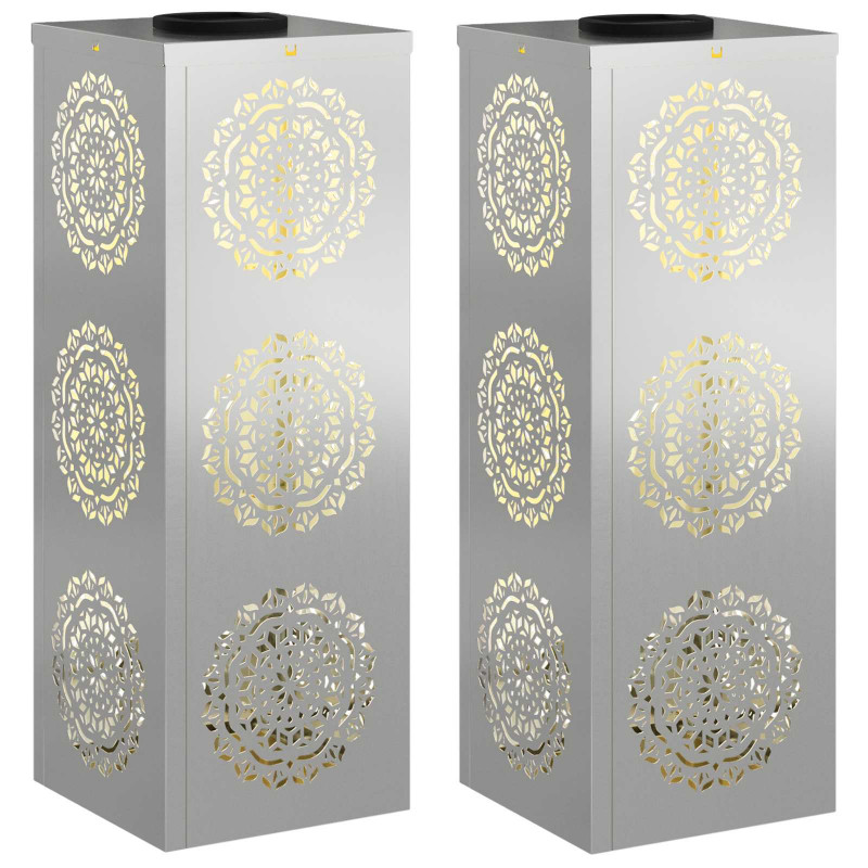 Słoneczna LED lampa na ścieżkę 2 pcs Srebrny Stal ocynkowana