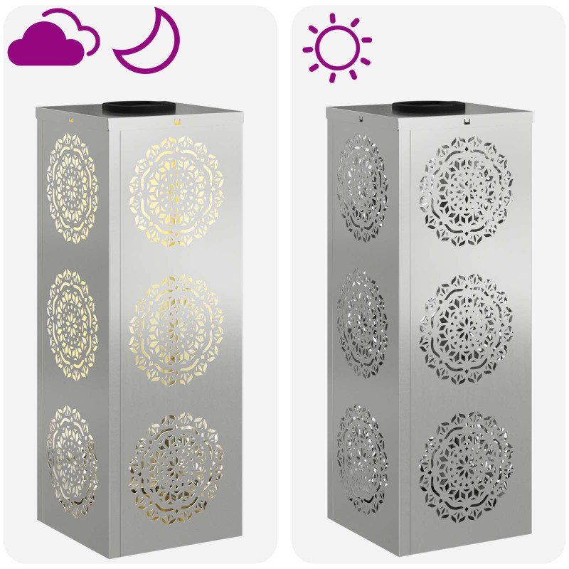 Słoneczna LED lampa na ścieżkę 2 pcs Srebrny Stal ocynkowana