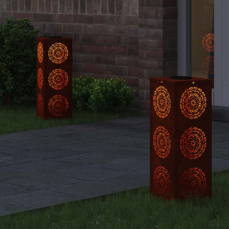 Słoneczna LED lampa na ścieżkę 2 pcs Rdzawy