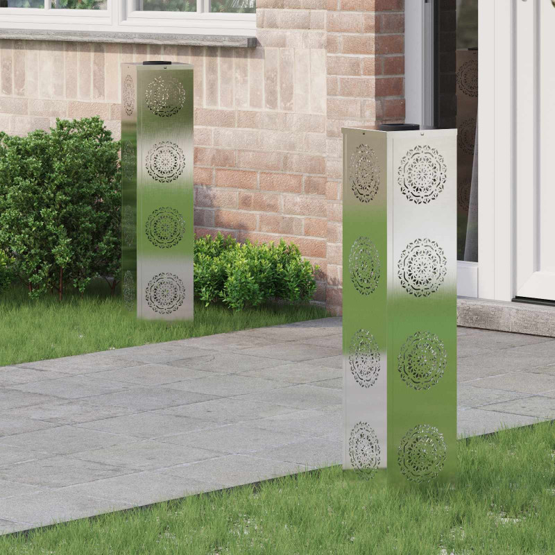 Słoneczna LED lampa na ścieżkę 2 pcs Srebrny Stal nierdzewna