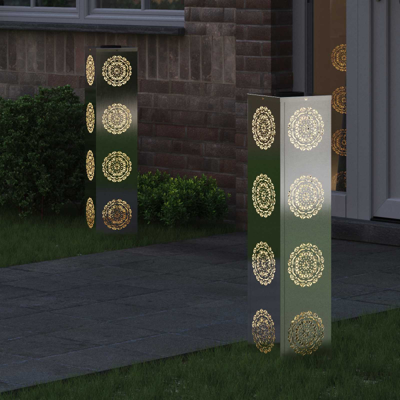 Słoneczna LED lampa na ścieżkę 2 pcs Srebrny Stal nierdzewna