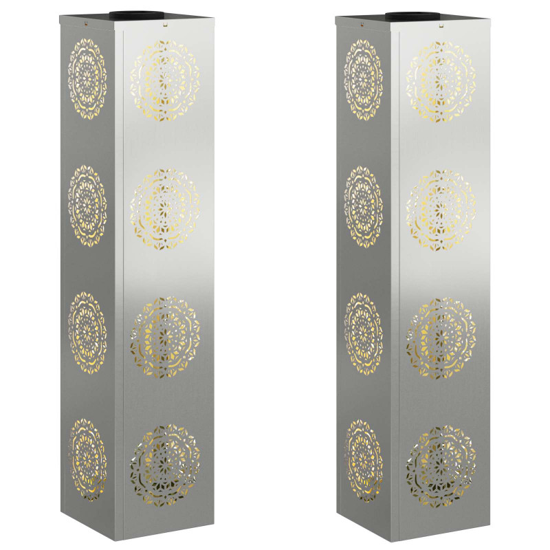 Słoneczna LED lampa na ścieżkę 2 pcs Srebrny Stal ocynkowana