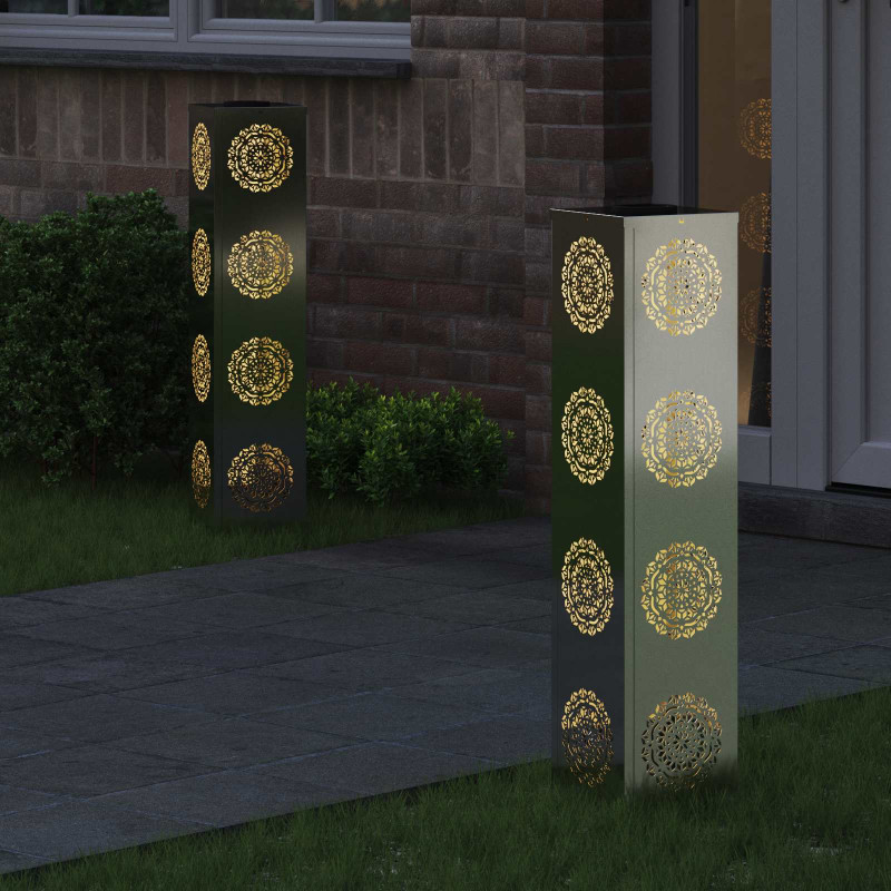 Słoneczna LED lampa na ścieżkę 2 pcs Srebrny Stal ocynkowana