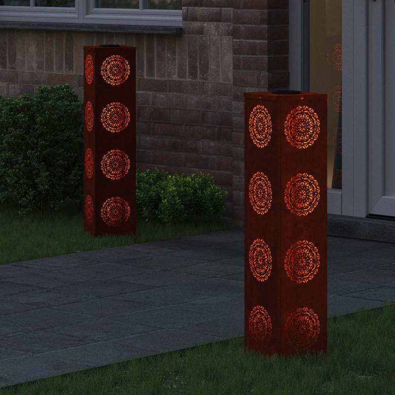 Słoneczna LED lampa na ścieżkę 2 pcs Rdzawy
