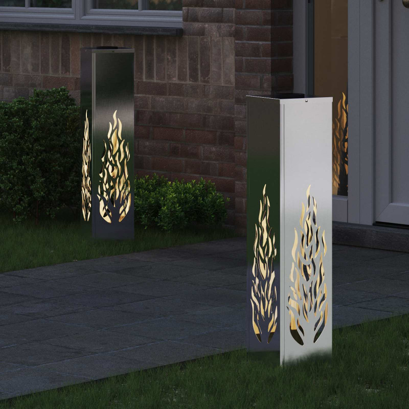 Słoneczna LED lampa na ścieżkę 2 pcs Srebrny Stal nierdzewna