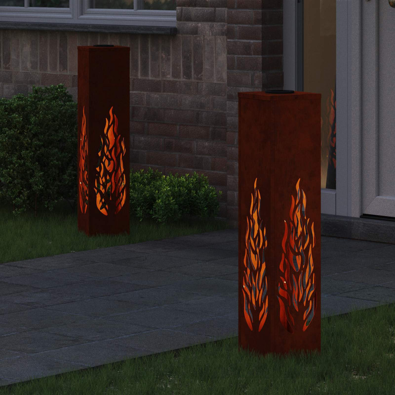 Słoneczna LED lampa na ścieżkę 2 pcs Rdzawy