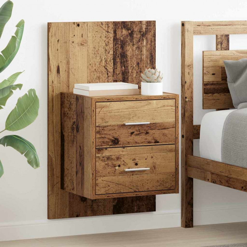Ścienny stolik nocny 2 pcs Stare drewno 48,5 x 32,5 x 80 cm