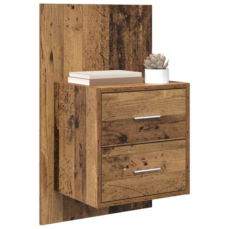 Ścienny stolik nocny 2 pcs Stare drewno 48,5 x 32,5 x 80 cm
