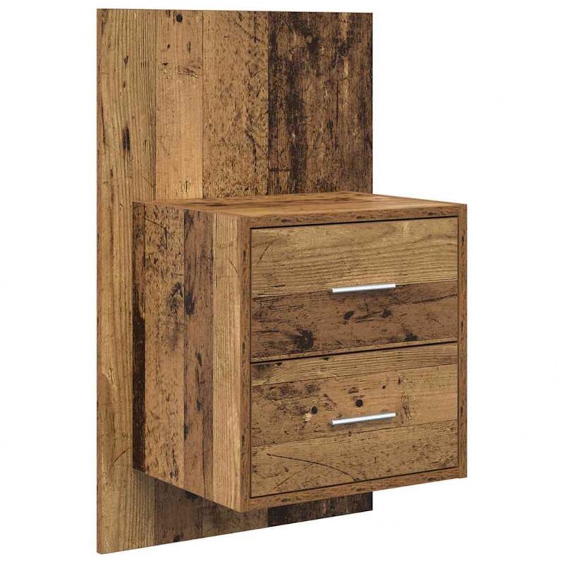 Ścienny stolik nocny 2 pcs Stare drewno 48,5 x 32,5 x 80 cm
