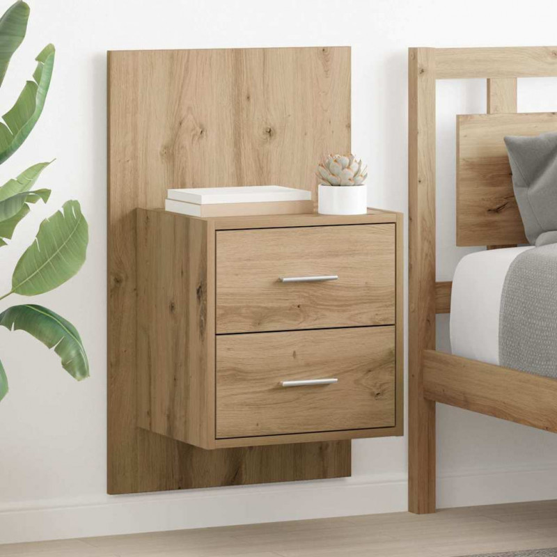 Ścienny stolik nocny z szufladą 2 pcs Dąb rzemieślniczy