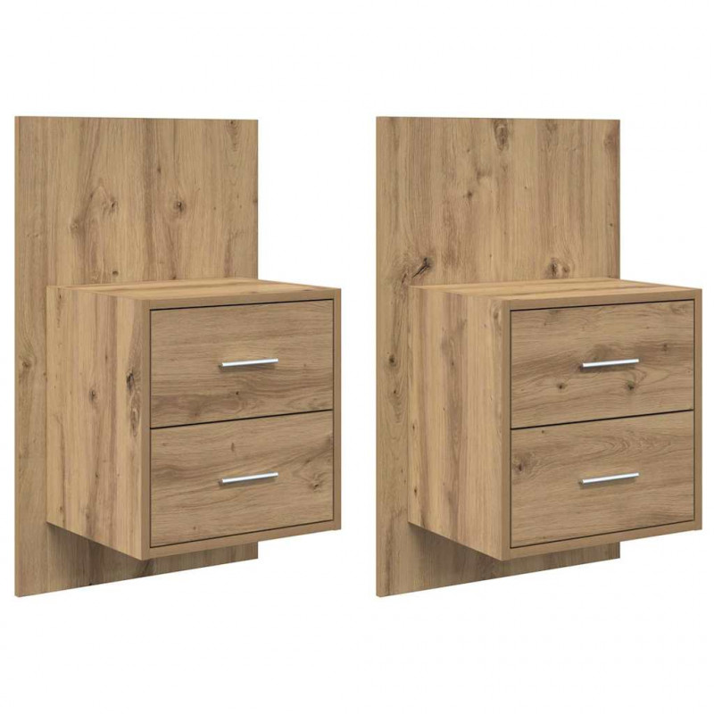 Ścienny stolik nocny z szufladą 2 pcs Dąb rzemieślniczy