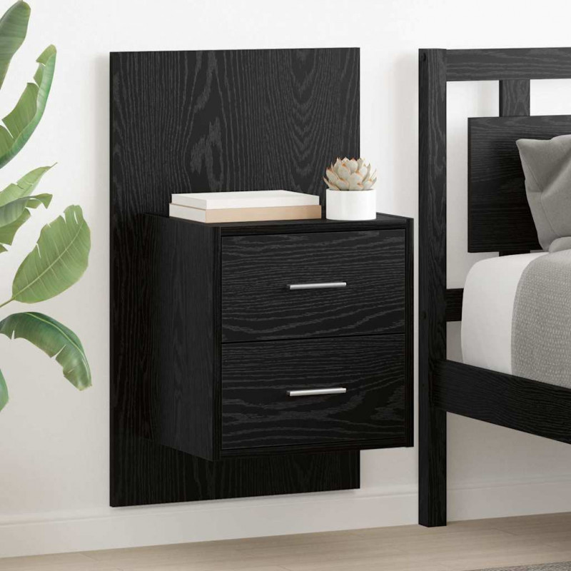 Ścienny stolik nocny 2 pcs Czarny Dąb 48,5 x 32,5 x 80 cm
