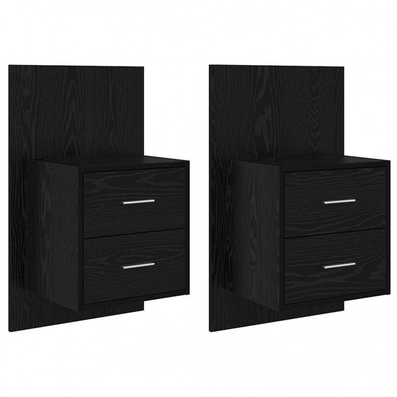 Ścienny stolik nocny 2 pcs Czarny Dąb 48,5 x 32,5 x 80 cm